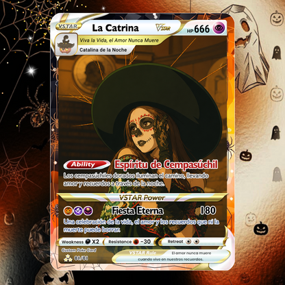 Custom Día de los Muertos Pokémon Card | Personalized Day of the Dead Card | La Catrina Gift for Him & Her - CPC-hlw-16