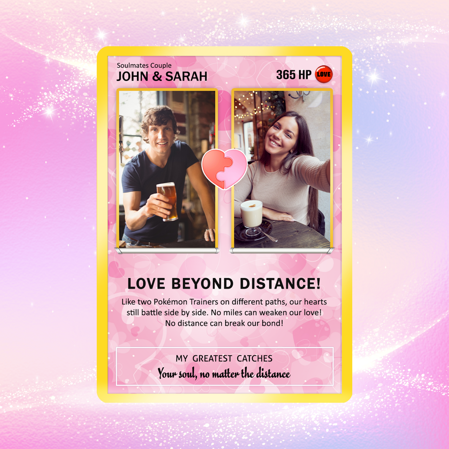 Custom Pokemon Card Keepsake for Love Beyond Distance - Best Anime-Inspired Couple Anime Style Gifts for Long-Distance Lovers - CPC-33