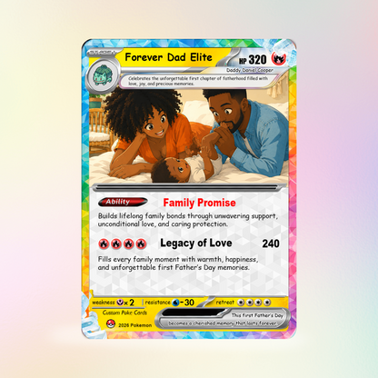 Custom Pokémon Card for First Father’s Day - Comic Anime Style Personalized Pokémon Card for New Dads - Perfect Gift for First-Time Dads- CPC-128