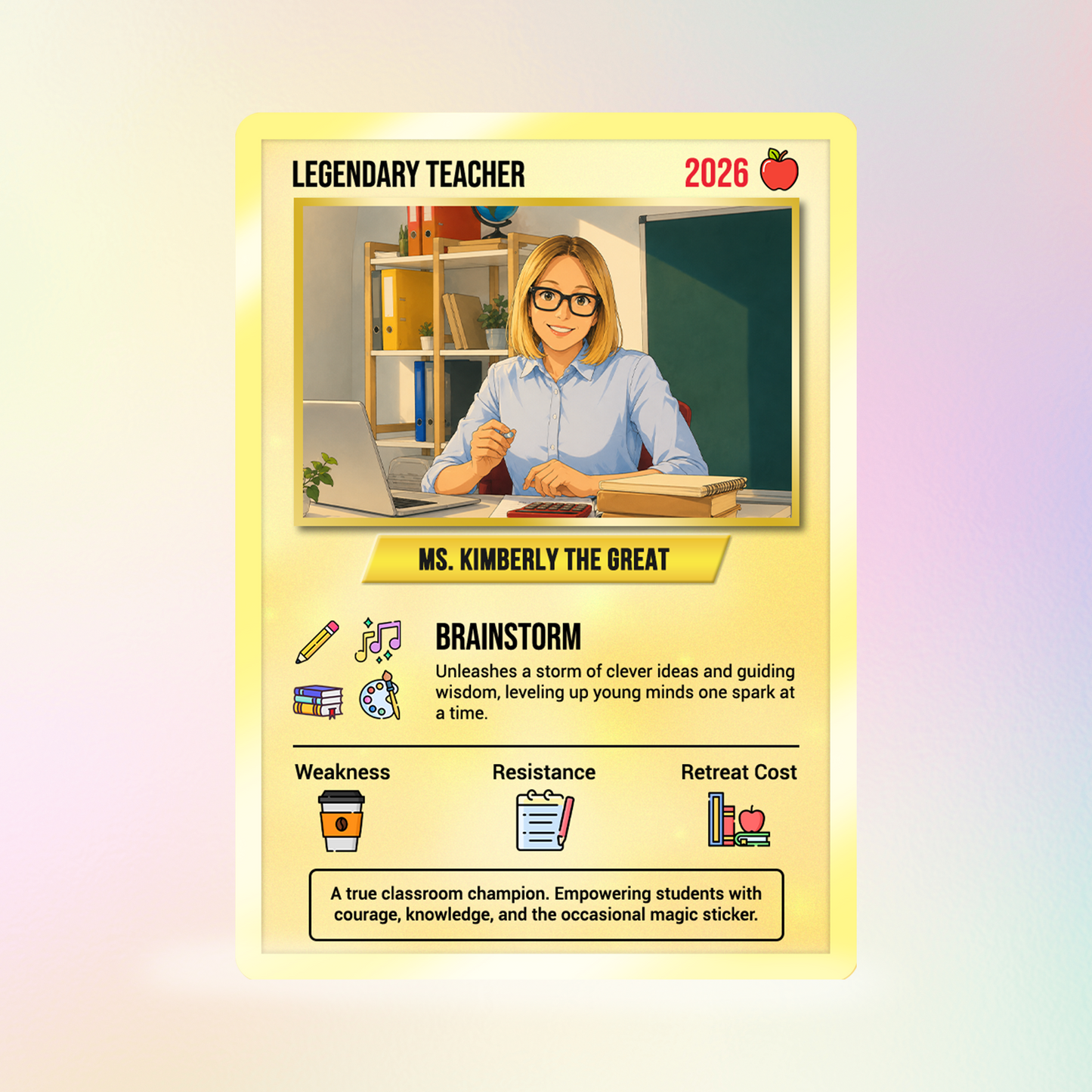 Custom Pokemon Cards Teacher Appreciation with Anime Photo, Change Your Photo to Ghibli Style, Thank You Teacher Gift from Parents & Students, Personalized Pokemon Cards - CPC-66.A