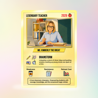 Custom Pokemon Cards Teacher Appreciation with Anime Photo, Change Your Photo to Ghibli Style, Thank You Teacher Gift from Parents & Students, Personalized Pokemon Cards - CPC-66.A
