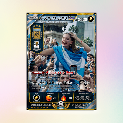 Custom World Cup 2026 Soccer Card, Personalized Football Trading Card, Pokémon-Style Fan Card with Photo, Unique Gift for Soccer Fans - CPC-WC-ARG