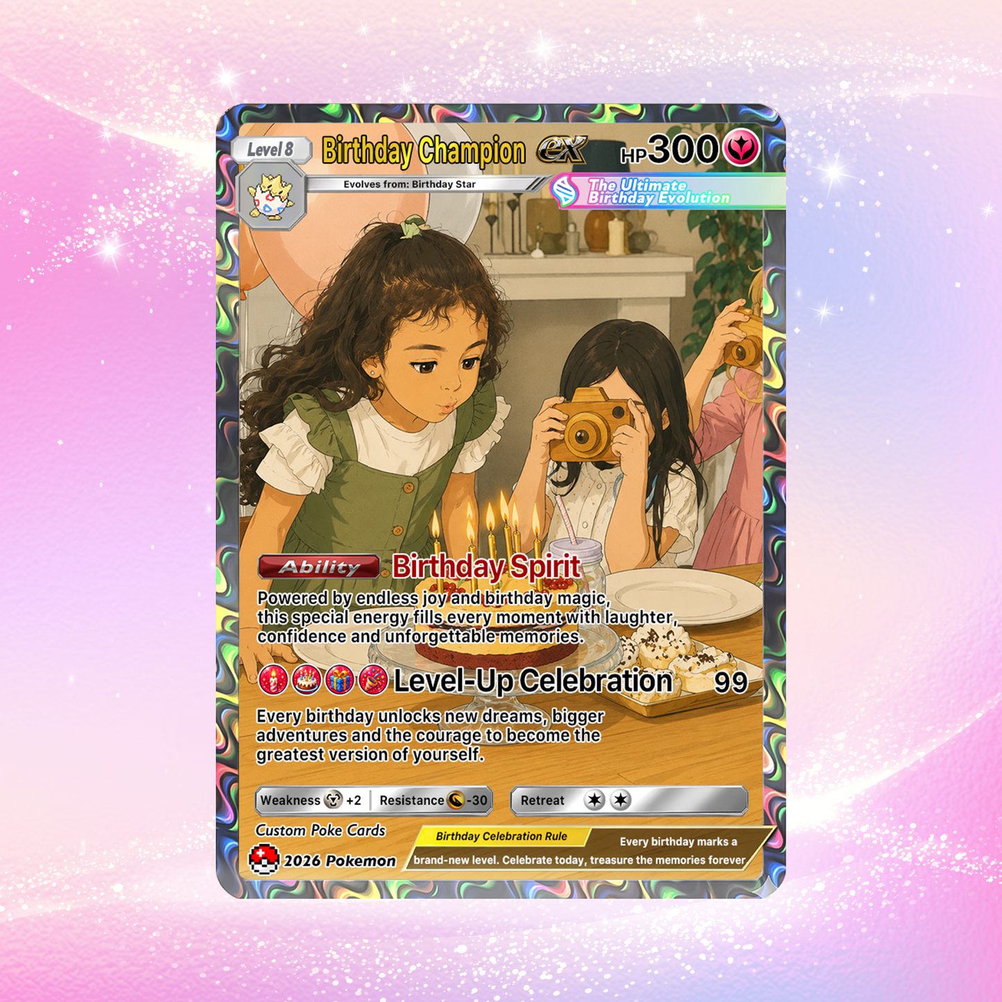 Happy Birthday Custom Pokémon Card - Personalized Pokémon Card for Date of Birth - Customizable Pokémon Gift from Parents, Grandparents for Kids - CPC-DOB-01