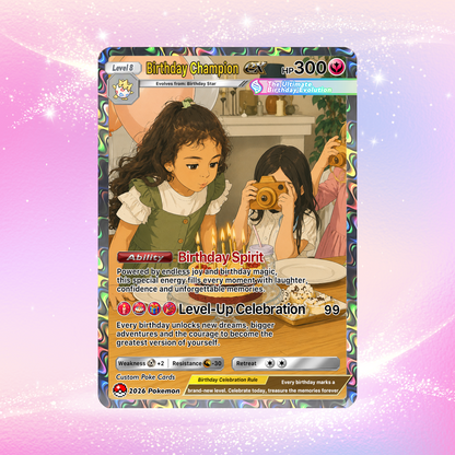 Happy Birthday Custom Pokémon Card - Personalized Pokémon Card for Date of Birth - Customizable Pokémon Gift from Parents, Grandparents for Kids - CPC-DOB-01