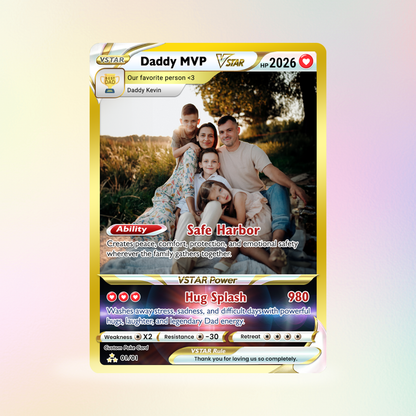 Happy Father's Day Custom Pokémon Card - Hot Comic Anime Style Personalized Pokémon Card for Dad - Perfect Gift from Wife & Kids - CPC-117.B