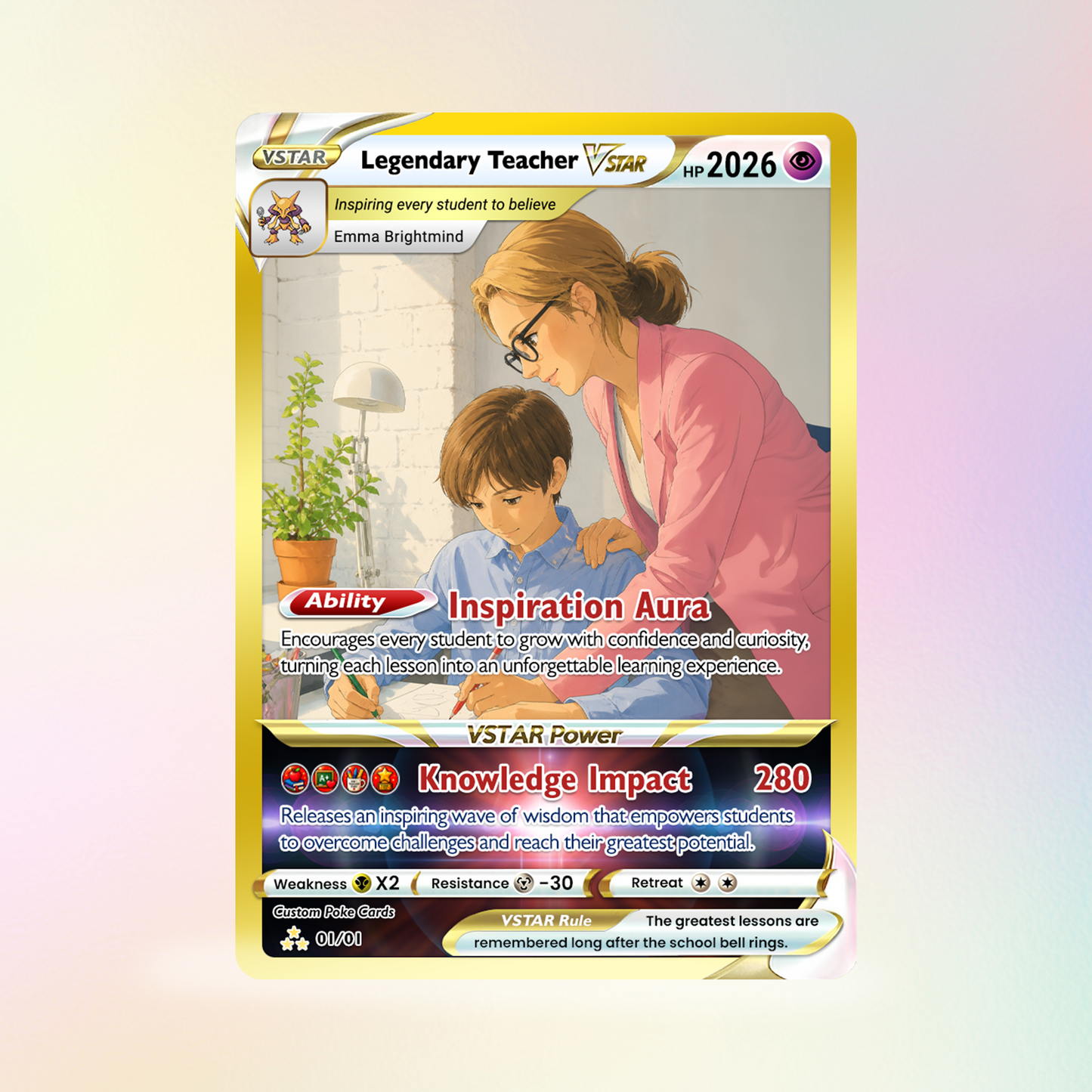 Legendary Teacher Custom Pokemon Cards, Teacher Appreciation Gift Card, Change Your Photo to Anime Styles, Thank You Teacher Gift, Personalized Pokemon Cards - CPC-BTS-07