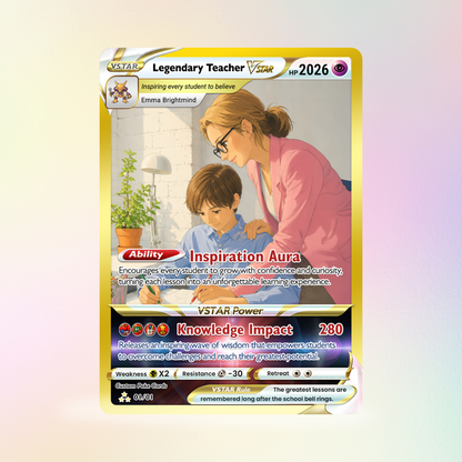 Legendary Teacher Custom Pokemon Cards, Teacher Appreciation Gift Card, Change Your Photo to Anime Styles, Thank You Teacher Gift, Personalized Pokemon Cards - CPC-BTS-07