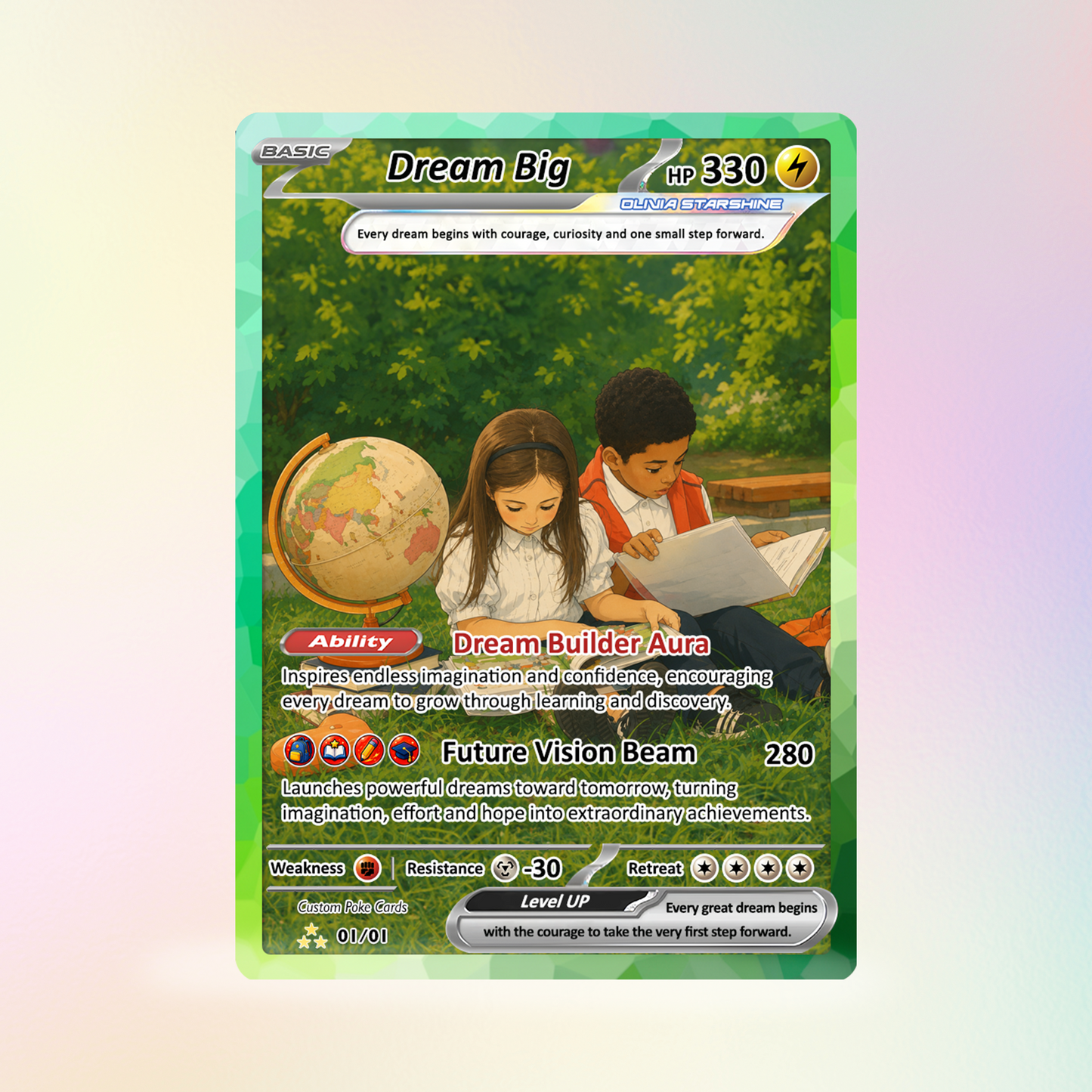Back to School Custom Pokémon Card - Dream Big Personalized Pokémon Card with Anime Picture for Kids, Students - First Day of School Gift from Parents - CPC-BTS-20