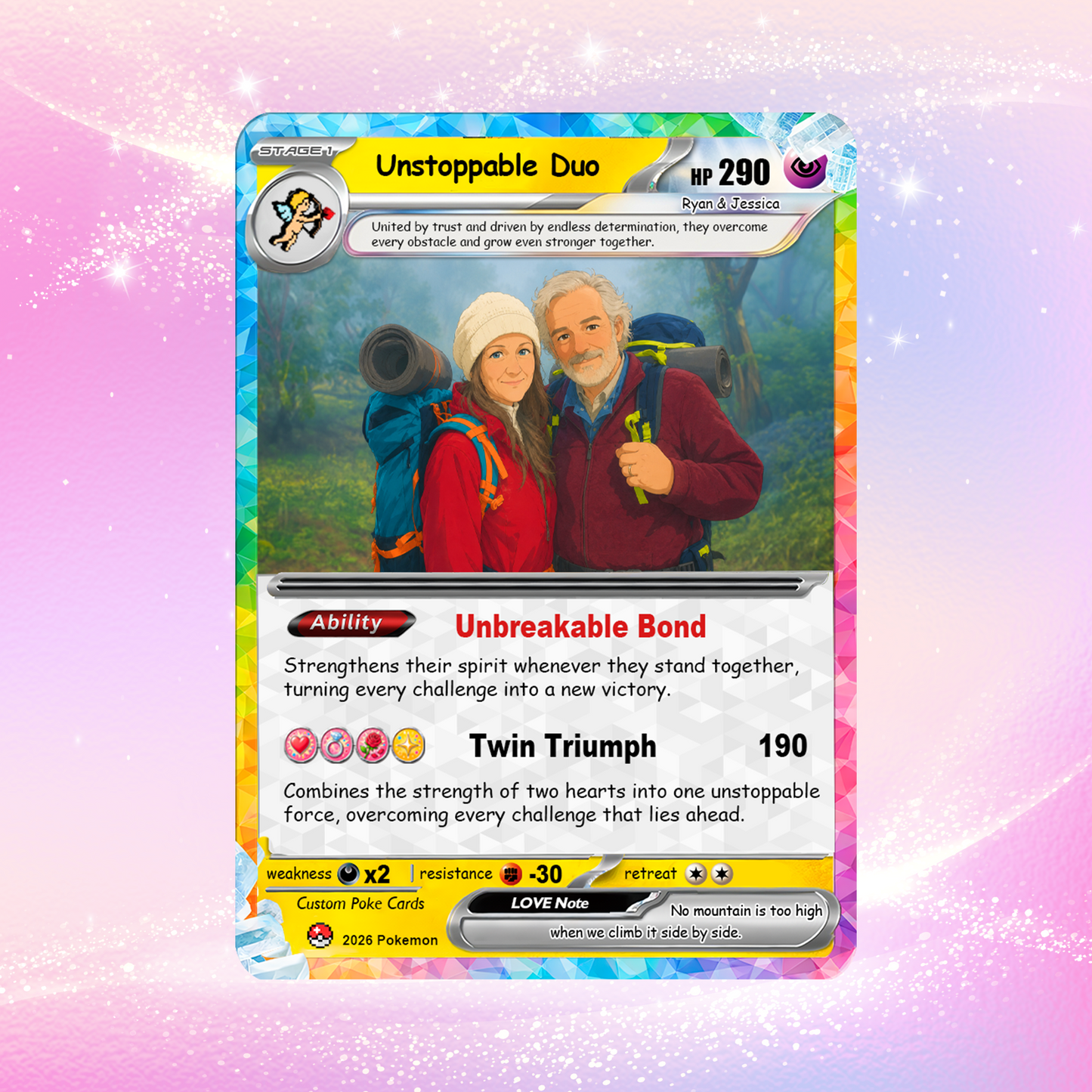 Personalized Poke Cards by Ghibli & Comic Anime Style, Custom Pokémon Cards with Animated Picture, Customizable Pokémon Gift for Him and Her - CPC-152