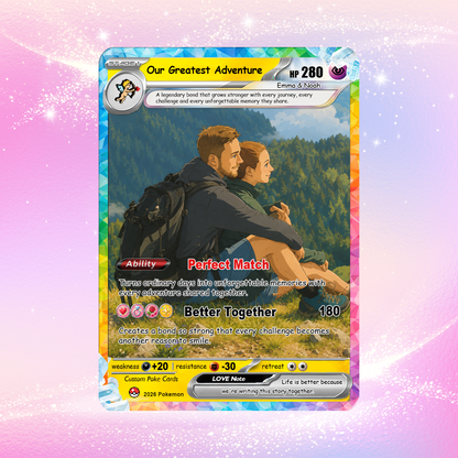 Custom Pokémon Cards with Animated Picture, Personalized Poke Cards by Ghibli & Comic Anime Style, Customizable Pokémon Gift for Him and Her - CPC-151