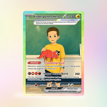 First Day of School Personalized Pokémon Card - Custom Anime Pokémon Card for Kids - Kindergarten Graduation Gift, First Grade Gift from Parents - CPC-BTS-10