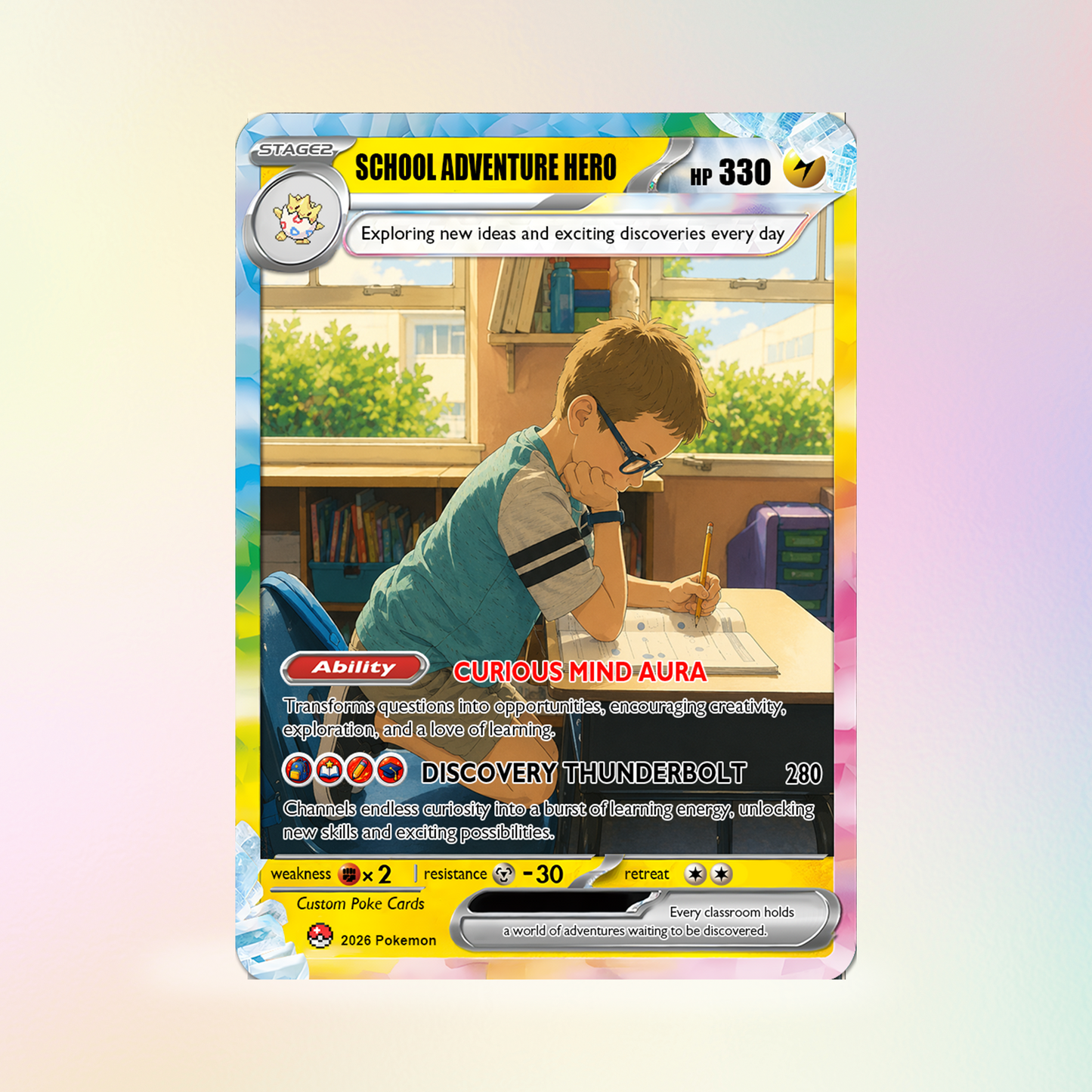 Back to School Personalized Pokémon Card - Custom Pokémon Card with Anime Picture for Kids, Students - First Day of School Gift from Parents - CPC-BTS-04