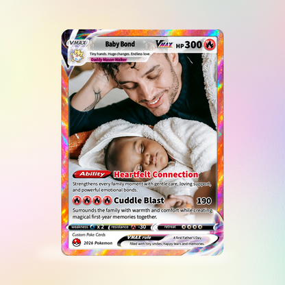 First Father’s Day Custom Pokémon Card - Comic Anime Style Personalized Pokémon Card for New Dads - Perfect Gift for First-Time Dads- CPC-127