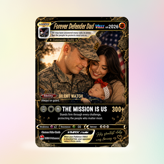 Special Edition Custom Pokémon Card for Military Dad - Father’s Day Personalized Pokémon Card for The Army Dad - Comic Anime Customizable Gift from Wife, Son & Daughter - CPC-142