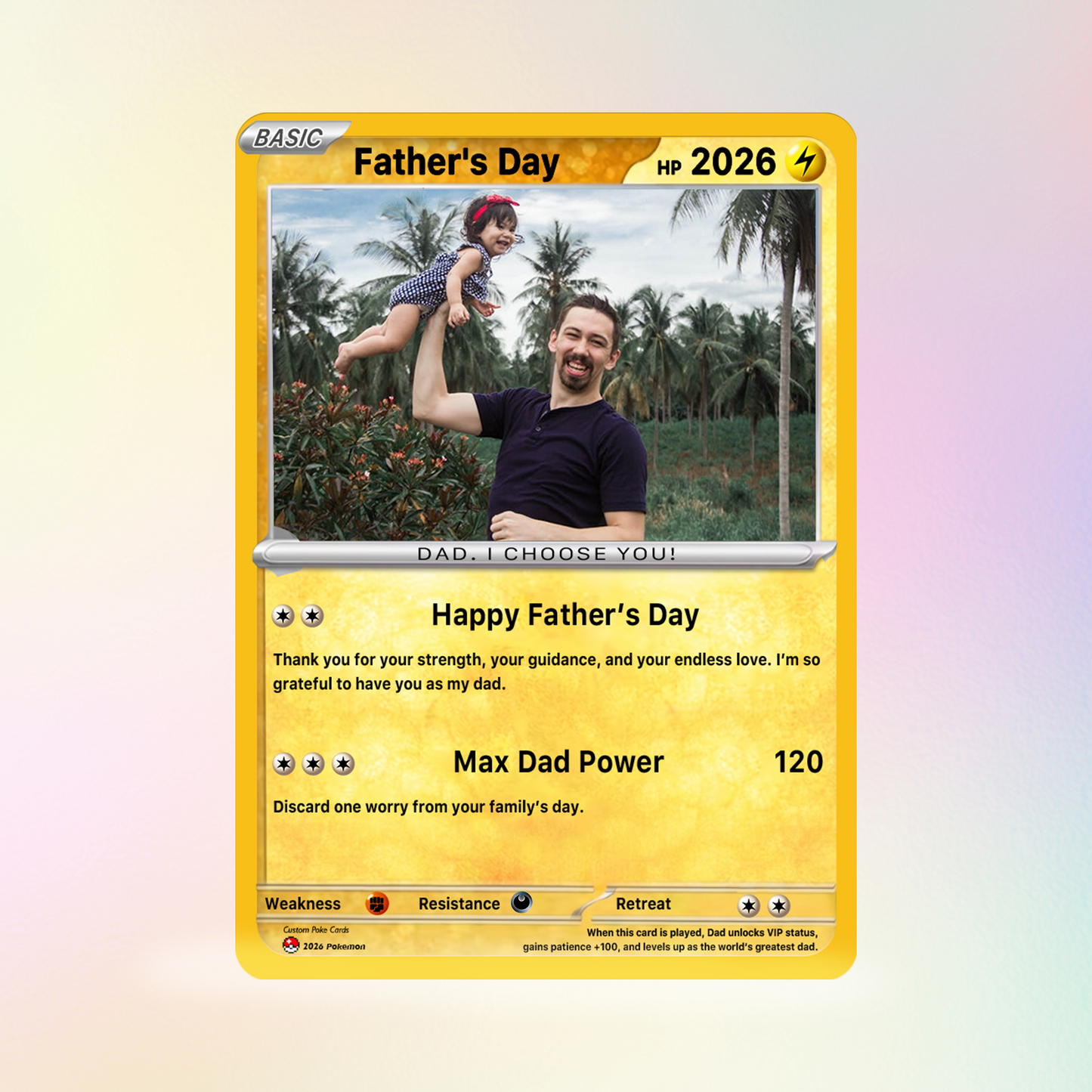 Funny Father’s Day Personalized Pokémon Card - Custom Pokémon Card for Trainer Dad - Comic Anime Style Customizable Gift from Supporter, Wife, Son & Daughter - CPC-111.B