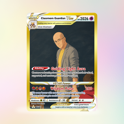 Classroom Guardian Custom Pokémon Cards, Teacher Appreciation Gift Card, Personalized Pokémon Cards, Change Your Photo to Anime Styles, Thank You Teacher Gift - CPC-BTS-09