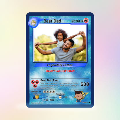 Happy Father's Day Custom Pokémon Card - Anime Styles Personalized Pokémon Card for Dad - Perfect Classic Pokémon Card from Wife & Kids - CPC-110
