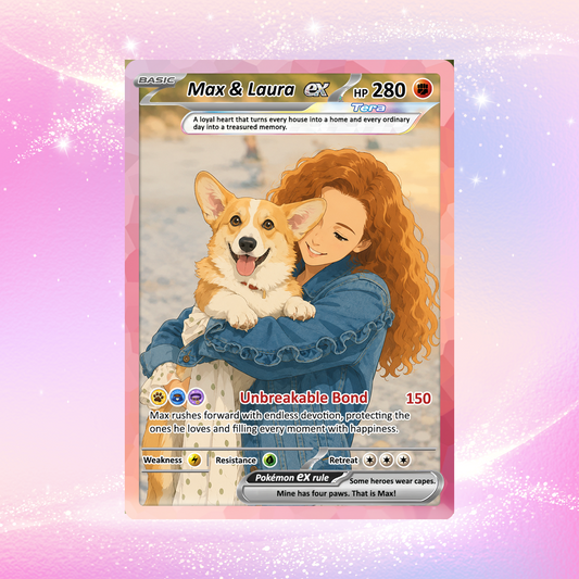 Personalized Poke Cards for Pet Lovers - Custom Pokémon Card with Pet Photo for Dog Mom, Cat Mom, Dog Dad, Cat Dad - CPC-Pet-02