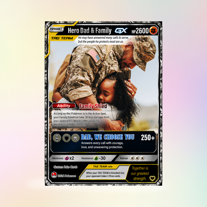 Happy Father's Day Custom Pokémon Card for Military Dad - Father’s Day Personalized Pokémon Card for The Army Dad - Trending Anime Customizable Gift from Wife, Son & Daughter - CPC-144