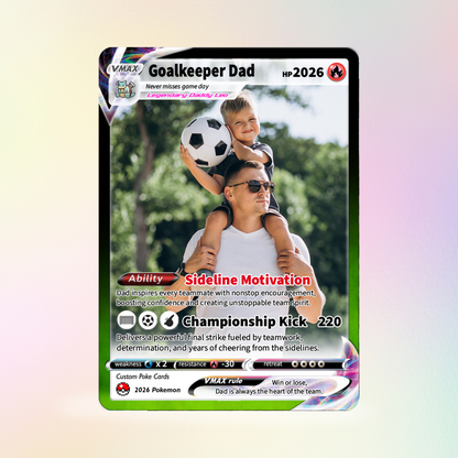 Father’s Day Personalized Pokémon Card for Sport Dad - Custom Pokémon Card for Soccer Dad - Comic Anime Style Customizable Gift from Supporter, Wife, Son & Daughter - CPC-132
