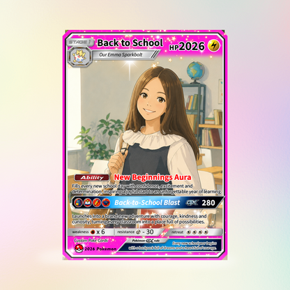 Back to School Custom Pokémon Card with Anime Picture for Kids, Students, Uniqye Gift for Pokémon Fans - Personalized First Day of School Gift from Parents - CPC-BTS-22