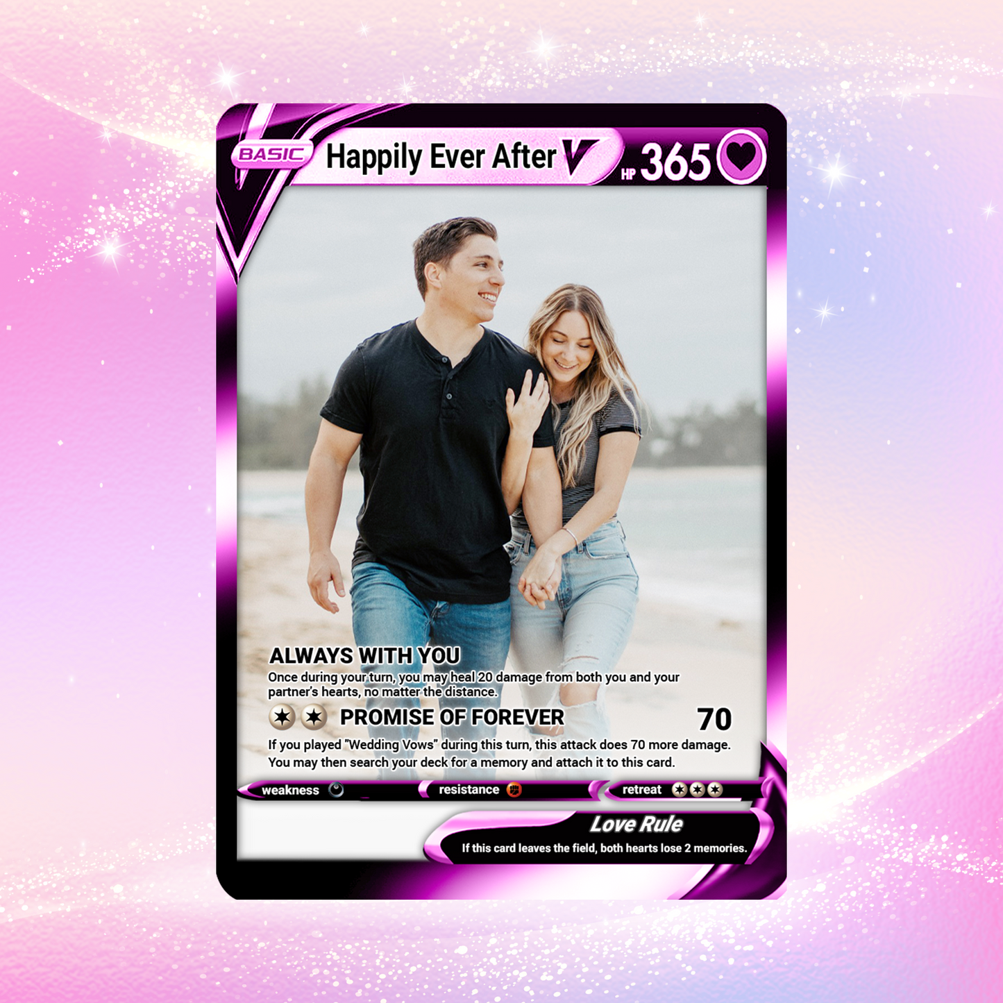 Custom Pokemon Card for Couple - Personalized Anime-Inspired Pokemon Card - Holographic Effect Available - CPC-46
