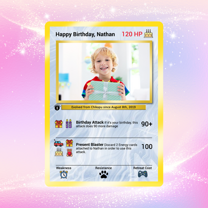 Happy Birthday Custom Pokémon Card, Anime Ghibli-style Art Transformation Personalized Pokémon Card for Date of Birth - CPC-49