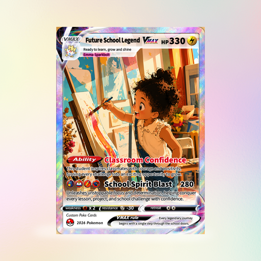 Back to School Custom Pokémon Card - Personalized Pokémon Card with Anime Picture for Kids, Students - First Day of School Gift from Parents - CPC-BTS-01