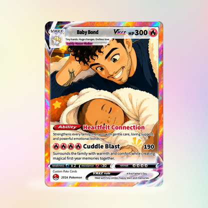 First Father’s Day Custom Pokémon Card - Comic Anime Style Personalized Pokémon Card for New Dads - Perfect Gift for First-Time Dads- CPC-127