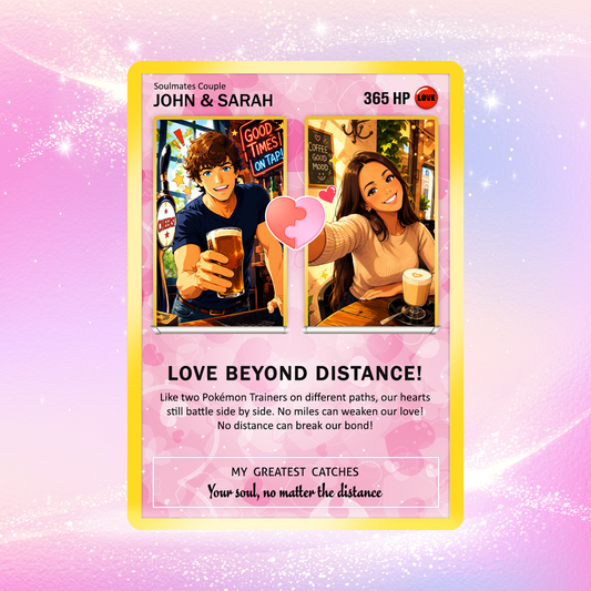 Custom Pokemon Card Keepsake for Love Beyond Distance - Best Anime-Inspired Couple Anime Style Gifts for Long-Distance Lovers - CPC-33
