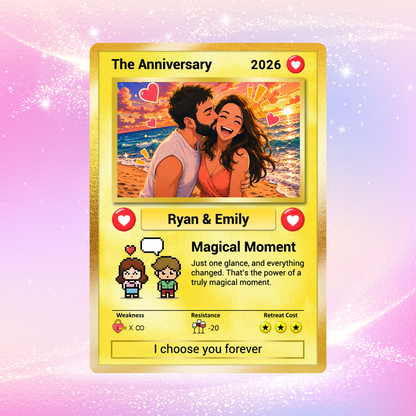Custom Poke Card for Couple - Anime-Inspired Ghibli Aesthetic Pocket Monster Gift - Customizable Trading Cards - CPC-19