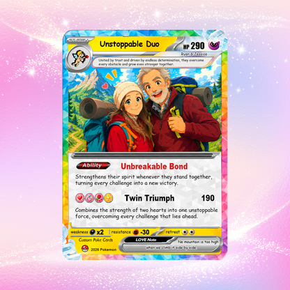 Personalized Poke Cards by Ghibli & Comic Anime Style, Custom Pokémon Cards with Animated Picture, Customizable Pokémon Gift for Him and Her - CPC-152
