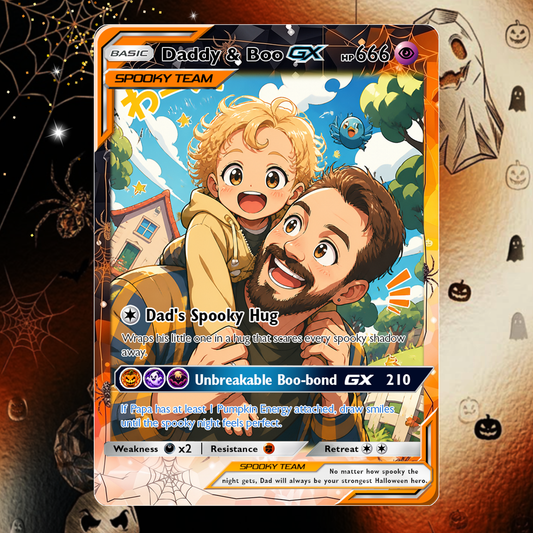 Custom Pokémon Card for Boyfriend & Husband, Halloween Anime Transformation Metal Card, Personalized Romantic Gift for Him, Custom Halloween Gift from Wife & Girlfriend - CPC-hlw-08