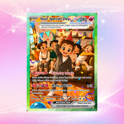 Personalized Pokémon Card for Date of Birth - Happy Birthday Custom Pokémon Card - Customizable Pokémon Gift from Parents, Grandparents for Kids - CPC-DOB-03
