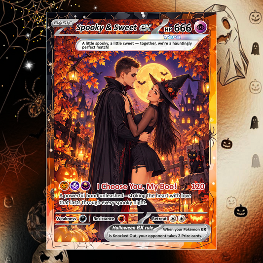 Happy Halloween Custom Pokémon Cards with Animated Photo, Personalized Pokemon Cards, Gifts for Him and Her - CPC-hlw-03