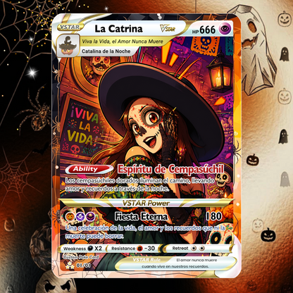 Custom Día de los Muertos Pokémon Card | Personalized Day of the Dead Card | La Catrina Gift for Him & Her - CPC-hlw-16