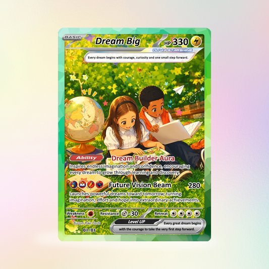 Back to School Custom Pokémon Card - Dream Big Personalized Pokémon Card with Anime Picture for Kids, Students - First Day of School Gift from Parents - CPC-BTS-20
