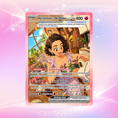 Happy Birthday Custom Pokémon Card for Her - Personalized Pokémon Card by Animated Photo - Customizable Pokémon Gift from Boyfriend, Husband for Girlfriend & Wife - CPC-DOB-06