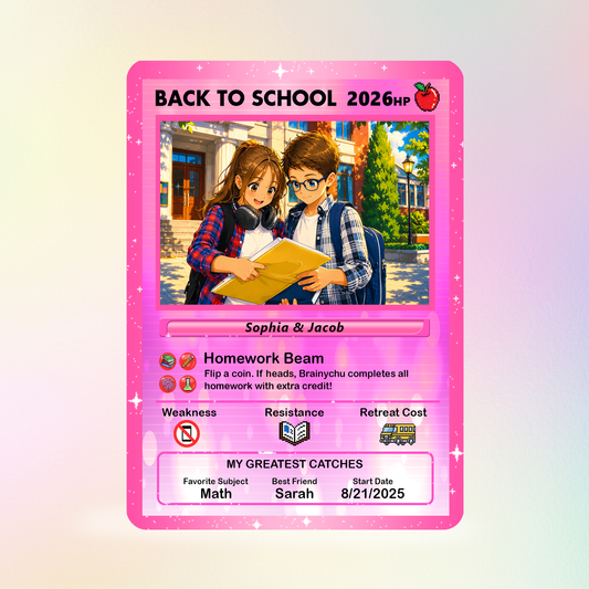 Anime Style Back to School Custom Pokemon Cards, Personalized Pokemon Card for First Day of School, Gift for Students, Son, Daughter - CPC-68