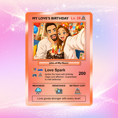 Customizable Pokemon Cards for Birthday, Anime Transformation Personalized Pokemon Card, Birthday Custom Pokemon Card for Couples - CPC-45