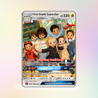First Grade Gift from Parents, First Day of School Custom Anime Pokémon Card, Personalized Pokémon Card for Kids - Kindergarten Graduation Gift - CPC-BTS-12