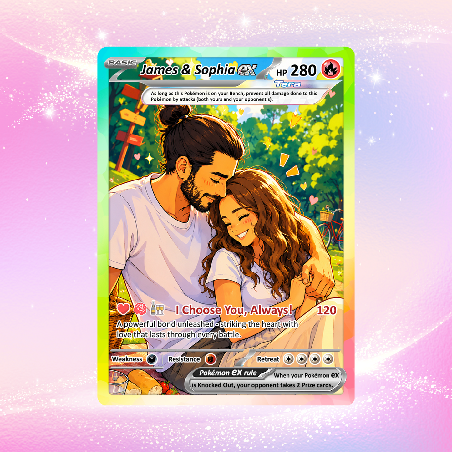 Custom Pokémon Cards with Anime Picture, Personalized Poke Cards Animated Style Gifts for Him and Her - CPC-04.B
