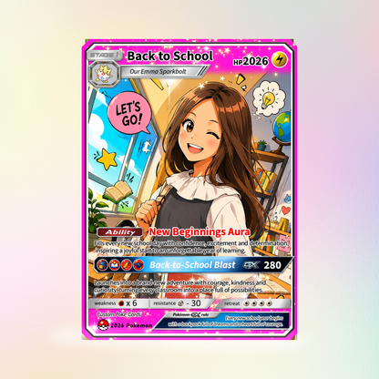 Back to School Custom Pokémon Card with Anime Picture for Kids, Students, Uniqye Gift for Pokémon Fans - Personalized First Day of School Gift from Parents - CPC-BTS-22