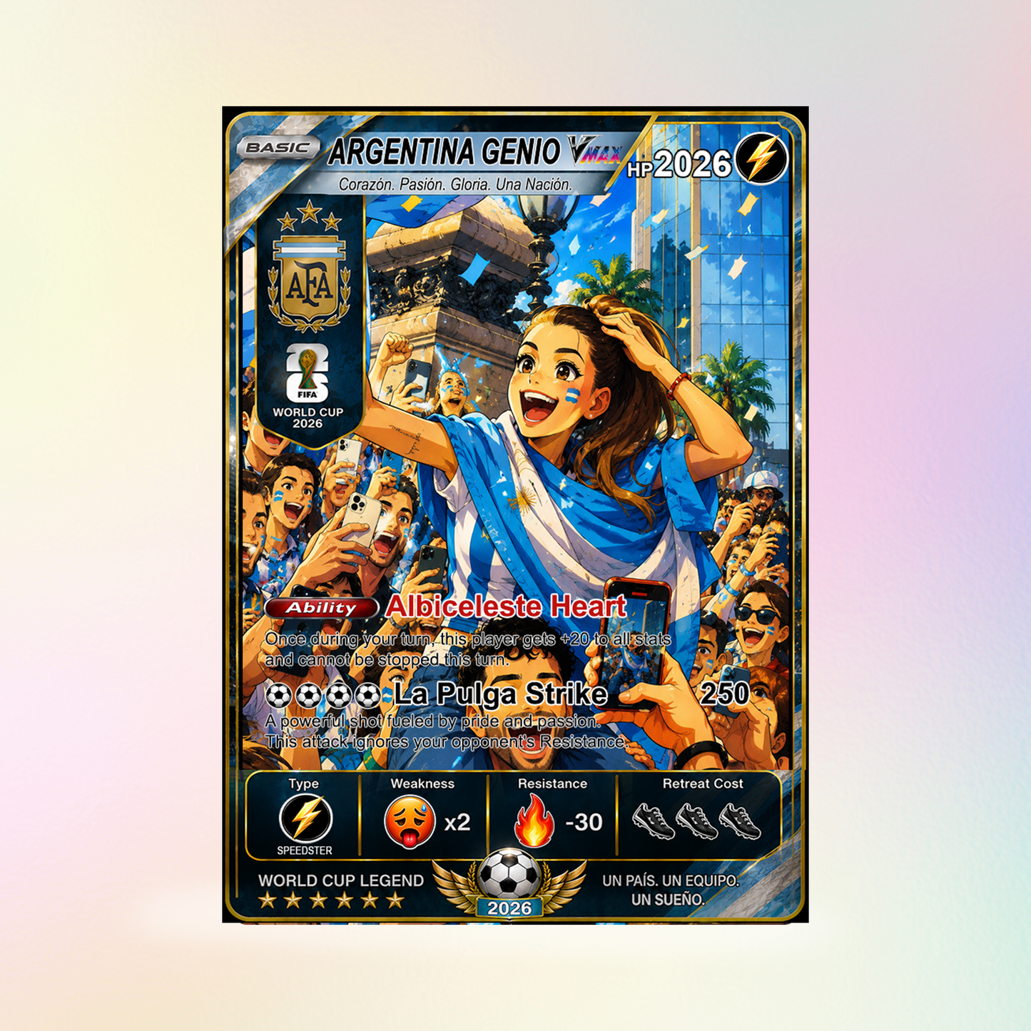 Custom World Cup 2026 Soccer Card, Personalized Football Trading Card, Pokémon-Style Fan Card with Photo, Unique Gift for Soccer Fans - CPC-WC-ARG