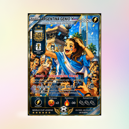 Custom World Cup 2026 Soccer Card, Personalized Football Trading Card, Pokémon-Style Fan Card with Photo, Unique Gift for Soccer Fans - CPC-WC-ARG