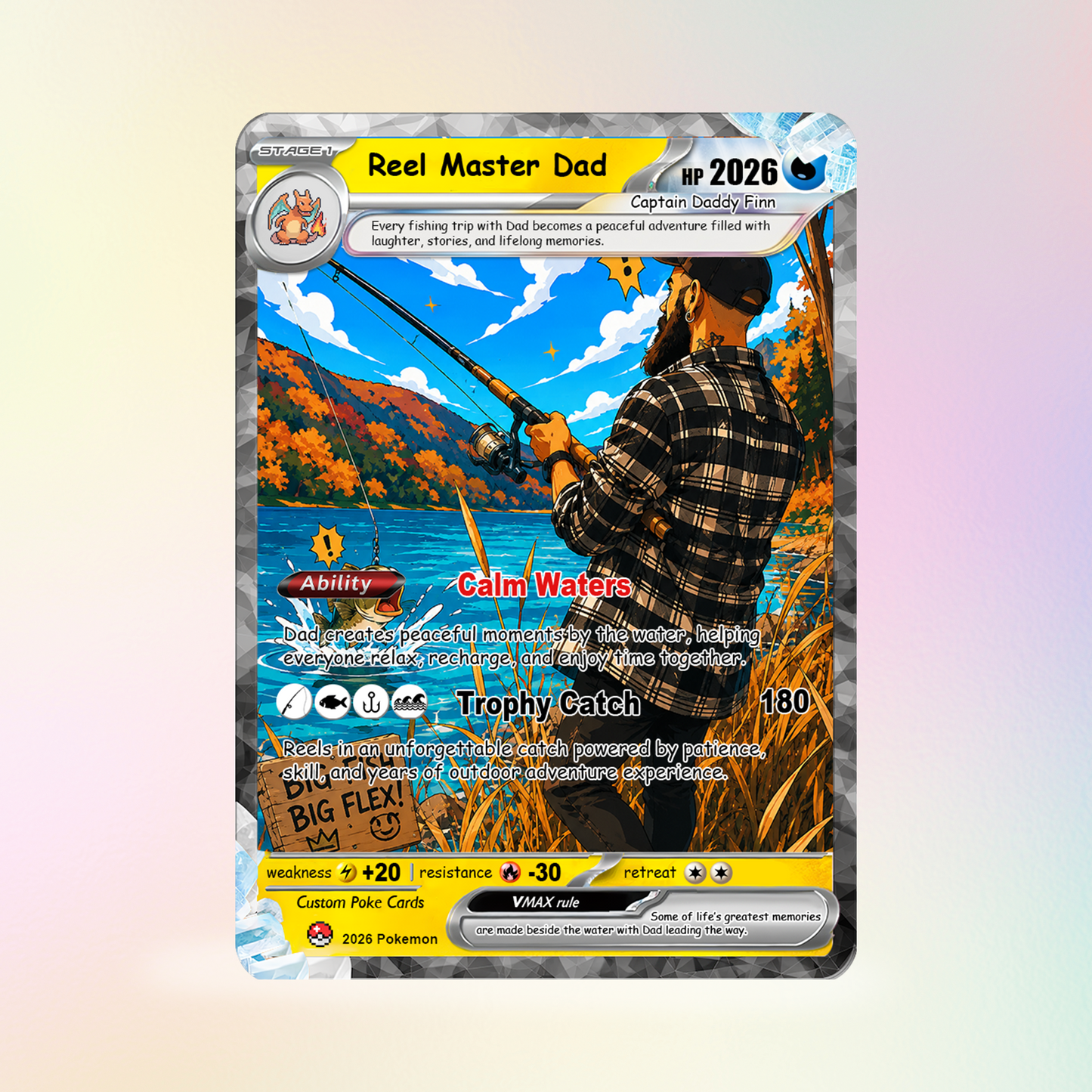 Fishing Dad Custom Pokémon Card for Father's Day - Father’s Day Personalized Pokémon Card for Fishing Lovers - Comic Anime Customizable Gift from Wife, Son & Daughter - CPC-138