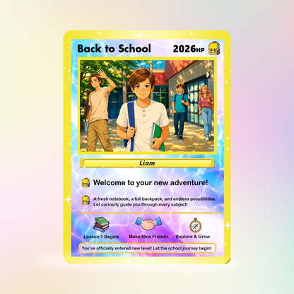 Back to School Custom Pokemon Card with Anime Style Transformation, Personalized Pokemon Card for First Day of School, Gift for Students, Son, Daughter - CPC-71