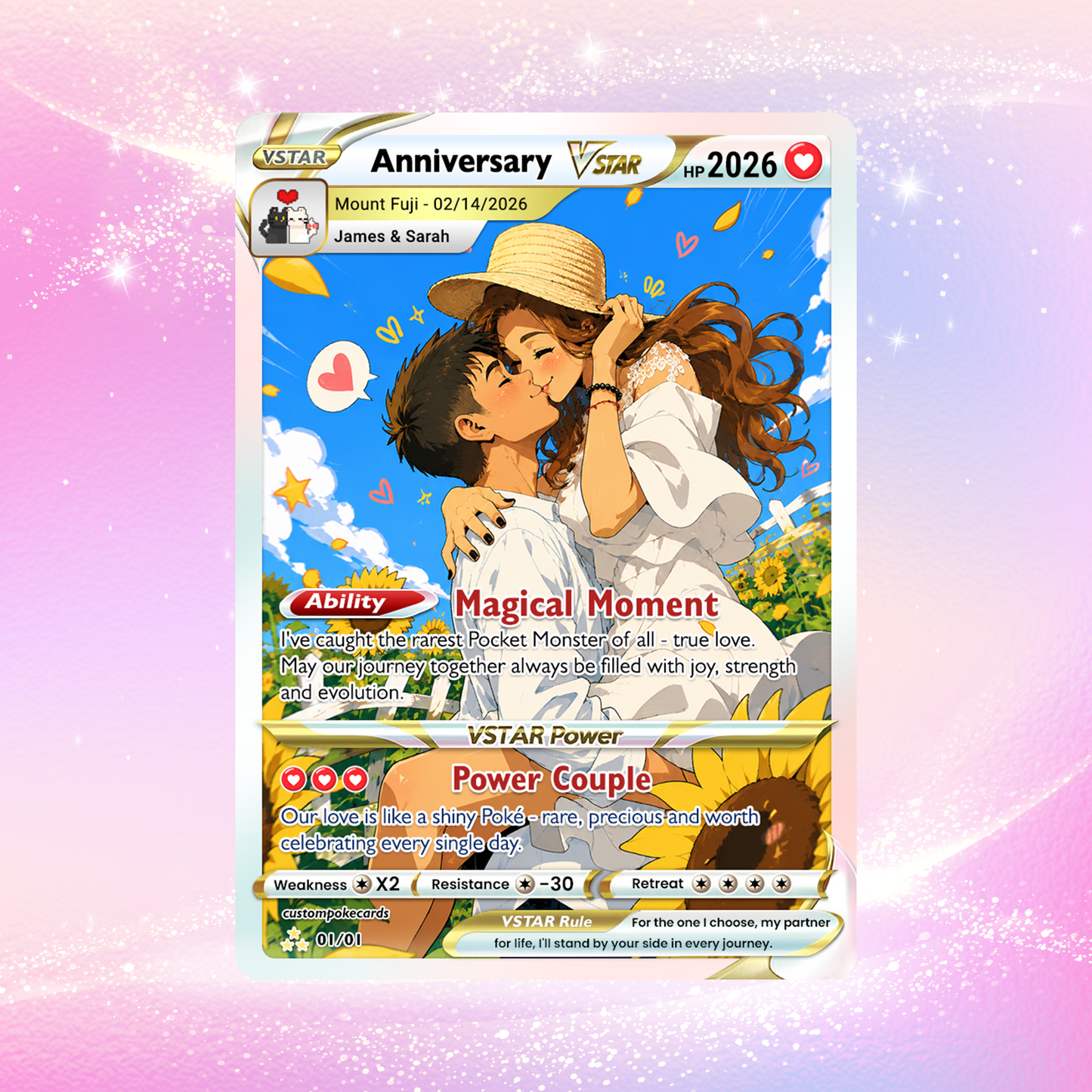 Anime Transformation Custom Pokemon Card - Personalized Poke Card for Couples - Holographic Effect Available - CPC-30.A