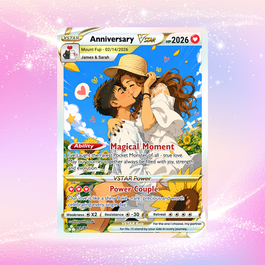 Anime Transformation Custom Pokemon Card - Personalized Poke Card for Couples - Holographic Effect Available - CPC-30.A