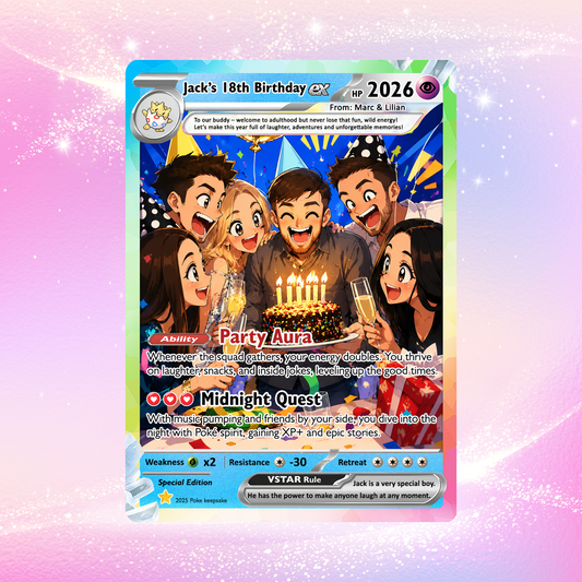 Custom Pokemon Card Birthday, Personalized Pocket Monster Style Gifts for Date of Birth, Best Anime-Inspired Cards for Friends, Son, Daughter, Partner - CPC-56